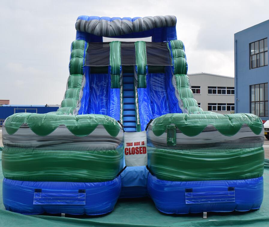 18ft Wave Double Lane Water Slide-Marble Blue