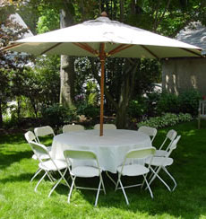 Linens for round table with umbrella 